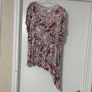 Jennifer Lopez Pink Animal Print Asymmetrical Tunic